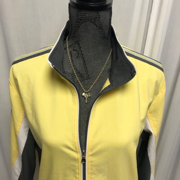 SB Active Jacket Womens Size XL Yellow White Gray Zippered Activewear Track - Picture 2 of 6